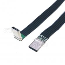 Плоский силиконовый гибкий кабель Type-C Кабель для передачи данных типа C «папа-мама» L-образный локоть Прямоугольный плоский кабель DIY Настройка