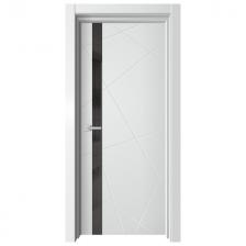 полотно дверное ДВЕРИ ГУД PR-2 Белый софт стекло лакобель чёрный 200х80см ПВХ