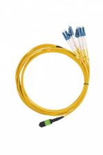 Hyperline Транковая сборка fan out, 1хMPO (мама)- 4хLC (duplex), 8 волокон, SM 9/125 (OS2), LSZH, без комплекта для протяжки, 2 м, длина фуркации 1 м [TC-MC3-9-MPOF8/AX-4xDLC/UX-IN-1/2M-LSZH-YL]