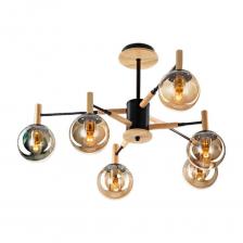 INLUX Stil IN10161 Люстра на штанге Оригинальная люстра INLUX Stil IN10161 для модных интерьеров, оформленных в скандинавском стиле, а также в стиле модерн или лофт. Корпус металлический, сочетание чёрного цвета и золота. Основание и рожки декорированы деревянными элементами. Плафоны в форме шара, изготовлены из прозрачного стекла светло-янтарного оттенка. В изделии используются лампы с цоколем Е27, форма колбы шарик, максимальной мощностью для ламп накаливания 60Вт (в комплект не входят, приобретаются отдельно). Модель подходит для всех видов потолков, в том числе натяжных, тип крепления – планка. Шестирожковая люстра на штанге Инлюкс Stil IN10161 прекрасный вариант атмосферного освещения городских квартир и уютных загородных домов. Отлично впишется в дизайн современной гостиной, спальни и кухни.