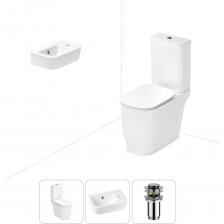 Комплексное предложение по специальной цене, включающее все необходимое для обустройства санузла или ванной комнаты.Готовое решение для туалетной комнатыЭлегантный вид напольного унитаза позволяет гармонично вписаться в интерьер современного санузла или ванной комнаты, наполняя его атмосферой роскоши и уюта.Санитарный фарфор Lavinia Boho имеет более твердую и гладкую поверхность, нежели сантехнический фаянс.Система антивсплеск увеличивает гигиеничность использования изделия и делает уборку более быстрой и простой.Компактная подвесная раковина Lavinia Boho One оптимально подходит для небольших ванных комнат или гостевых санузлов.Дизайнерская сантехника изготовлена в едином стиле: изделия прекрасно дополняют друг друга и формируют органичный тандем с элегантными аксессуарами.Внимание! Данная модель с правым – R-разворотом. Пожалуйста, убедитесь в правильности выбора нужной стороны.