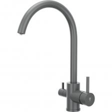 Смеситель для кухни с подключением к фильтру с питьевой водой RUSH арт. SUS9035-37Grey с металлической ручкой изготовлен из нержавеющей стали SUS304 и имеет рычажное управление. В смеситель установлен картридж D-35 с керамическими пластинами. Высота смесителя 378мм. Излив поворотный 204мм. Высота излива до аэратора 265мм. Аэратор изготовлен из пластика с нержавеющим корпусом. В комплекте кран-букса с керамическими пластинами (для крана с питьевой водой) гибкая подводка с гайками 40 см - 2шт, универсальная присоединительная группа, фум-лента, индивидуальный пакет, паспорт, гарантийный талон.