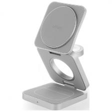 Беспроводное зарядное устройство uBear Balance 3 в 1, MagSafe, 25 Вт, серебристый (WL09SL31-ADM)