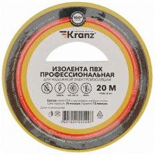 Изолента профессиональная Kranz ПВХ, 0.18х19 мм, 20 м, желтая