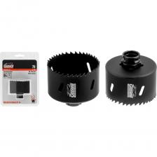 Применение: для сетевых и аккумуляторных дрелей-шуруповертов, легких перфораторах и со стационарными станками в безударном режиме; Назначение: для сверления сквозных отверстий в листовой и нержавеющей стали, легированному и нелегированному алюминию, цветным металлам, пластмассе, гипсокартону, древесно-стружечным плитам, дереву, ламинату; Зубья: специальная прогрессивная геометрия зубьев с переменным шагом 4-6 TPI (4-6.5 мм), крупный и мелкий зуб, разведенные для быстрого и чистого реза. Материал режущей части коронки: HSS M42 Bi-Metal 8% Co (быстрорежущая сталь c содержанием кобальта 8%), 65-68 HRC. Материал корпуса коронки: пружинная сталь 40Х, 48-52 HRC. Максимальная глубина сверления: 38 мм. Соединение коронки: быстрое соединение с универсальным центрирующим сверлом (серия GP2502) в одно движение при помощи адаптера в комплекте. Хвостовик с центрирующим сверлом в комплект поставки не входит. Предельно допустимое отклонение (толеранс) готового отверстия: +/- 1 мм.  Упаковка: индивидуальный блистер. Внимание, изображение товара может отличаться от реального! Верные параметры указаны в технических характеристиках товара.