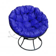 Кресло M-GROUP ПАПАСАН пружинка без ротанга чёрное, синяя подушка 12040410