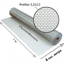 Сетка оцинкованная тканная с ячейкой 3,2x3,2 мм. Рулон 1x4 метра.