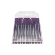 Электроды вольфрамовые WE-3 2Х175 (фиолетовые) WE320175 GOODEL - это высококачественные расходные материалы, используемые в аргонодуговой сварке (TIG). Они изготовлены из чистого вольфрама с добавлением оксидов нескольких редкоземельных металлов (лантана, иттрия, циркония), что обеспечивает легкий поджиг дуги и стабильную работу на протяжении всего процесса сварки. Благодаря пониженной рабочей температуре они обладают увеличенным сроком службы по сравнению с торированными или лантанированными электродами. Добавление двух и более оксидов редкоземельных элементов позволяет значительно повысить характеристик электродов. По сравнению с 2%-ными торированными электродами, композитные электроды WE3 обеспечивают ускоренный поджиг и поддержание стабильной дуги. Электроды WE-3 применяются для сварки на переменном (AC) и постоянном токе (DC) нелегированной и высоколегированной стали, алюминия и его сплавов, титана, никеля, меди и магния.