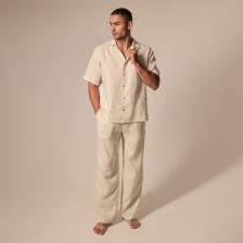 Костюм мужской домашний (рубашка с коротким рукавом и брюки) SL HOME, размер M, молочный