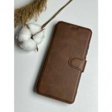 Чехол книжка для Xiaomi Poco M5s/ Поко М5С, Xiaomi Redmi Note 10 4G/ 10s c хлястиком , коричневый