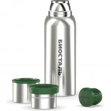 Термос с двумя металлическими чашками: крышкой-чашкой на 200 мл и дополнительной металлической чашкой на 150 мл. Пробка с функцией «термоконтроль»позволяет наливать напитки без полного откручивания пробки под любым углом. Термос изготовлен из высококачественной нержавеющей стали 18/8 (AISI 304). Корпус термоса покрыт защитной молотковой эмалью.