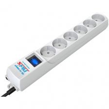 Сетевой фильтр Pilot S, 6 розеток, с/з, 10А / 2200 Вт 6 1.8 м 0.75 кв. мм 375 мм 58 мм 46 мм белый