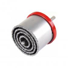 Набор коронок по плитке, стеклу, Набор коронок (33, 53, 67, 83 мм, по плитке, стеклу, напыление карбида вольфрама, с державкой и центрирующим сверлом, безударные) Bohrer 35301400