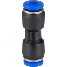 Цанговый соединитель трубок используется для соединения пневмотрубок разного диаметра. Данный пневмофитинг изготовлен из конструкционного пластика PBT(Полибутилентерефталат), что делает его прочнее, а так же увеличивает срок службы, по сравнению с аналогами из обычного ПВХ пластика. Внутри имеет резиновые уплотнительные кольца из NBR (Бутадиен-Нитрильный Каучук), которые не рассыхаются со временем и увеличивают плотность прилегания трубки. Цанговое соединение исполнено с зубцами из нержавеющей стали, что позволяет разъединять и соединять фитинг с трубкой большее количество раз, даже после длительного использования.  Характеристики: Материал: PBT-пластик Рабочее давление: 10 бар Максимальное давление: 14 бар Рабочая температура от -20 °C до +60 °C  