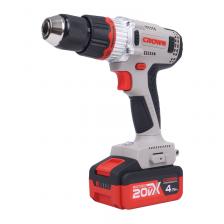 Дрель-шуруповерт аккумуляторная Аккумуляторный шуруповерт Crown CT21090HMX-4 BMC (75 Нм, 2x20В, 4 Ач, ЗУ, кейс)