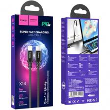 Кабель Hoco X14, USB Type-C - Lightning, 1м, черный