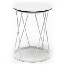 Колумбия журнальный стол из HPL D40 H55, каркас из стали белый, цвет столешницы молочный 4SIS УТ-00005785 (круглая столешница, О-образная опора)