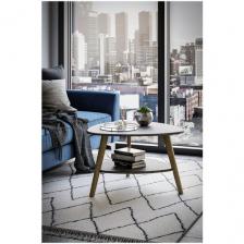 Журнальный стол GARRET «Дадли», цвет серый бетон/дуб сонома, с полкой