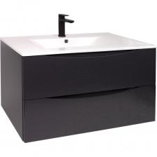 Подвесная тумба Тумба подвесная BOND Cube 80см темно-серая с белой раковиной T01807-S05W