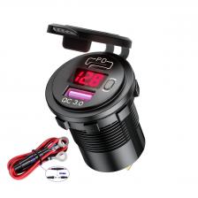 PD Type-C QC3.0 USB Автомобильное зарядное устройство с переключателем Вольтметр Розетка Быстрая зарядка для 12 В 24 В Мотоцикл RV Лодка ATV