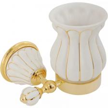Стакан для зубных щеток настенный Migliore Olivia бело-золотой