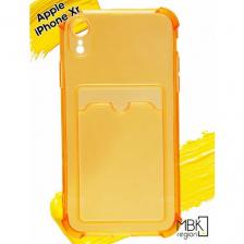Чехол для карты на Apple iPhone Xr / чехол на айфон хр с усиленными углами прозрачный оранжевый