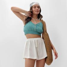 Топ укороченный женский MIST Muslin, размер L, бирюзовый