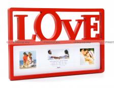 Пластиковая фоторамка, мультирамка-коллаж для 3 фото, love, красная GF 2789