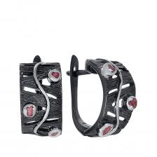 Серебряные серьги с рубинами из коллекции Калипсо