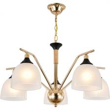 Подвесная люстра Escada Actinidia 2123/5P 5x40Вт E27, металл/стекло, черный/дерево, белый матовый плафон