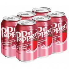 Газированный напиток Dr Pepper Strawberries & Cream со вкусом клубники и крема (США), 355 мл (6 шт)
