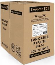Кабель витая пара U/UTP 5e кат. 4 пары Exegate UTP4-C5e-CCA-S24-OUT-PE-BK-305 UTP EX281819RUS 24AWG, внешн., без троса, бухта 305м, черный