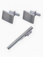 Набор мужской «Запонки + Зажим для галстука» классика, цвет серебро