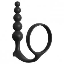 Эрекционное кольцо с анальной пробкой Pipedream Ass-gasm Cockring Anal Beads, черный
