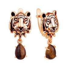 Серебряные серьги с позолотой и чернением