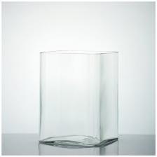 Ваза квадратная для цветов, для интерьера и декора, стекло гладь, Неман 7285 высота 20 см, ширина 15*15 см.