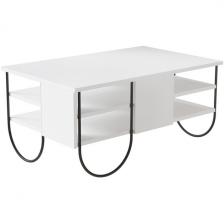 Стол с деревянной столешницей шириной 60 см журнальный с полкой LEVE NORFOLK COFFEE TABLE LEV00074 (прямоугольная столешница, 4 ножки)