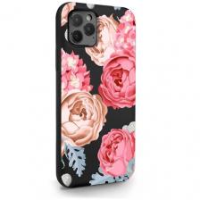 Черный силиконовый чехол MustHaveCase для iPhone 11 Pro Пионы для Айфон 11 Про Противоударный