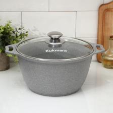 Кастрюля KUKMARA, 4 л, d=26 см, h=14 см, антипригарное покрытие, литой алюминий, светлая, мрамор
