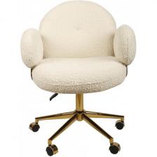 Кресло офисное Клауд-2 DR-1252-A-OF, 65х63х89, ткань букле белый/золотые ноги IST-CASA