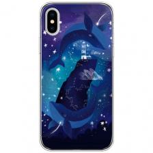 Силиконовый чехол на Apple iPhone X / Айфон X с принтом Ночные киты