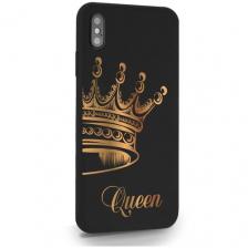 Черный силиконовый чехол MustHaveCase для iPhone XS Max Парный чехол корона Queen для Айфон 10С Макс