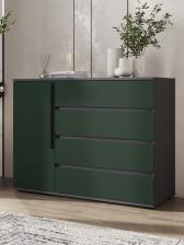 Комод напольный «Норд», 1 дверь, 4 ящика, 1200x450x900 мм, цвет изумруд/графит