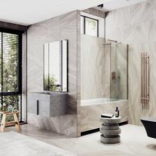 Стеклянные шторки для ванны - это выбор тех, кто заботится о своем здоровье и комфорте. Они защищают от вредных бактерий и грибков, которые могут находиться в воде. Это идеальное решение для тех, кто ценит стиль и функциональность. Она выполнена из высококачественного закаленного стекла толщиной 8 мм, которое не только отличается прочностью, долговечностью и устойчивостью к внешним воздействиям, но и обеспечивает надежную защиту от брызг воды. Шторки легко устанавливаются и удобны в использовании благодаря алюминиевому профилю. Вы можете выбрать наиболее подходящий под ваш дизайн вариант сочетания цветов шторки и профиля. Стеклянная шторка обладает привлекательным внешним видом и может стать ярким акцентом в интерьере. Ее прозрачность и блеск позволяют создать эффект легкости, ощущение чистоты и порядка в ванной комнате, а также подчеркивает стиль и изысканность ванной комнаты. Монтаж осуществляется с помощью алюминиевого профиля, что обеспечивает надежность крепления и безопасность использования стеклянной перегородки для ванной. Также, шторка оснащена специальным уплотнителем, который предотвращает попадание воды на пол ванной комнаты.