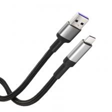 Дата-кабель USB - Type-C, 6А, нейлон (черный)