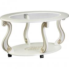 Журнальный стол Мебелик Овация С на колесах, слоновая кость, золото 6754