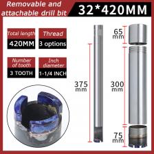 M22 1 1/4UNC Удлиненное сверло с алмазным сердечником для железобетона 25-400 мм Общая длина 420 мм Раздельное сверло для пробивания отверстий
