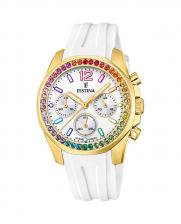 F20650/2 Boyfriend белые резиновые женские часы Festina, белый