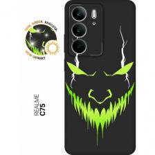 Силиконовый чехол на Realme C75 с принтом "Evil Face" матовый черный