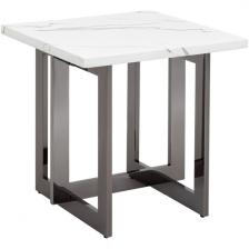 Журнальный столик Stool Group Нэйтан 61*61 белый мрамор сталь темный хром УТ000036330 (квадратная столешница, П-образная опора)
